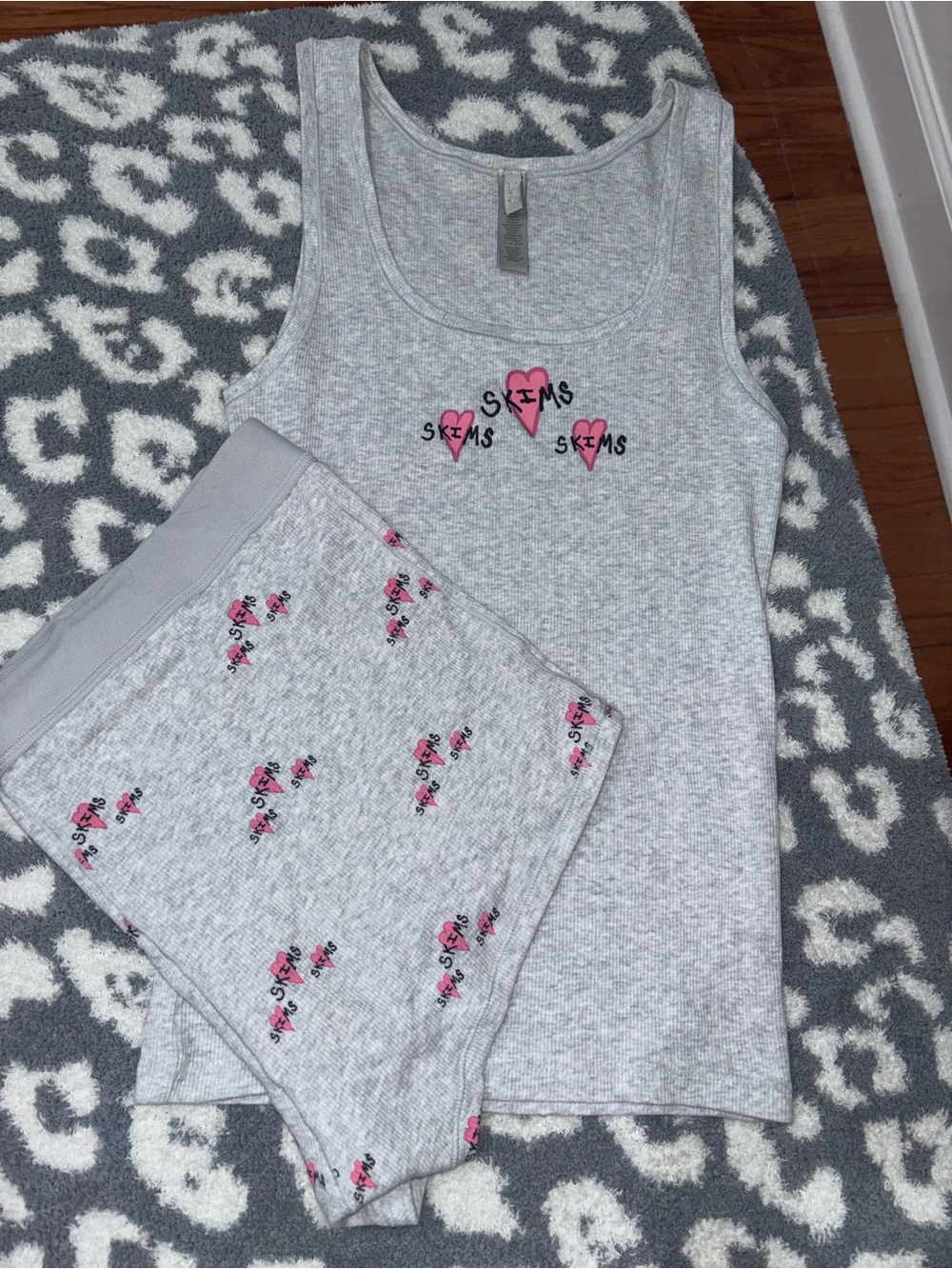 SKIMS Cotton Rib tank and short sleep set Large NEW